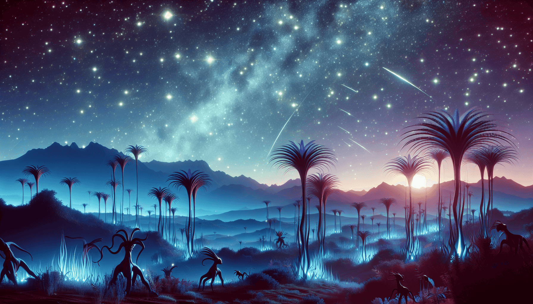 Alien planet with unique flora